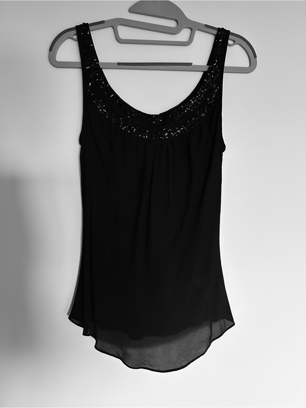 Banana Republic 100% Silk Black Beaded Scoop Neck Tank Top